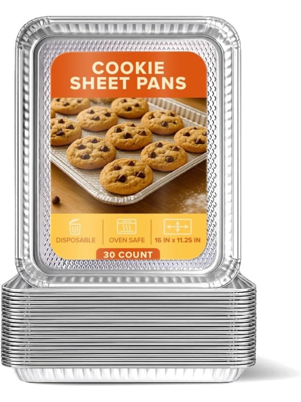 30 Pack Disposable Aluminum Baking Sheets - Nonstick, Reusable Cookie Trays